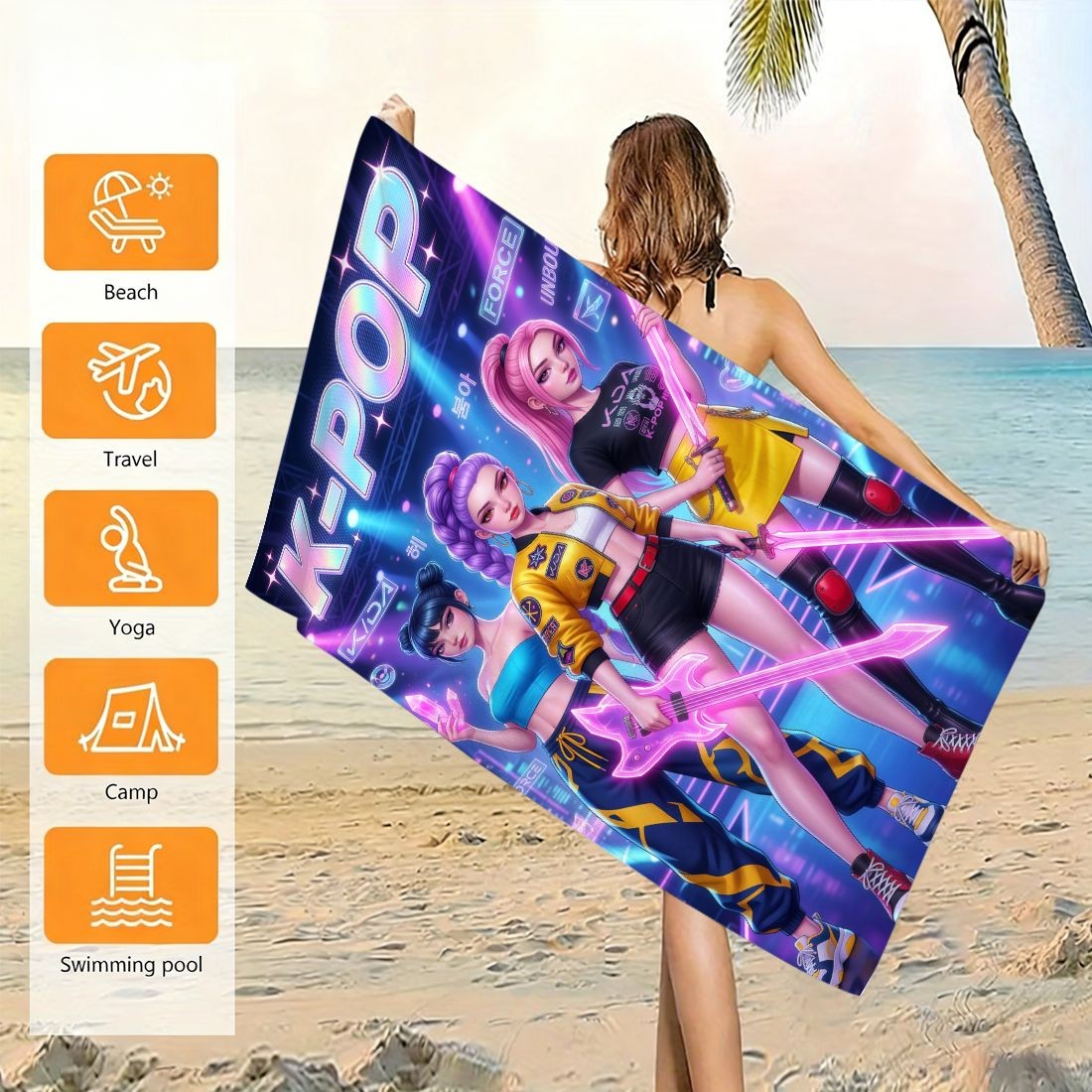 K-Pop Idol Print Large Size Be - đánh giá và giá Beach Towel Large