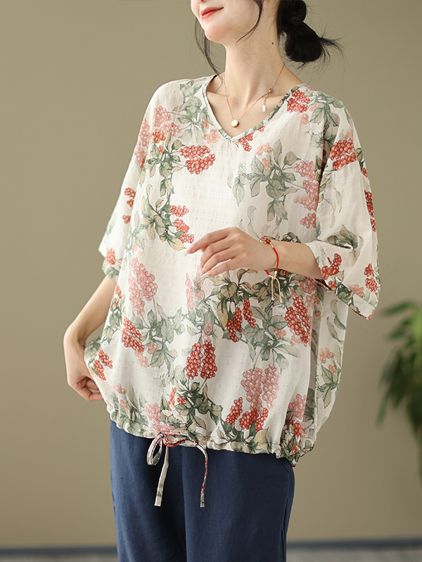 Summer Loose Cotton Linen Prin - đánh giá và giá Short Linen Drawstring