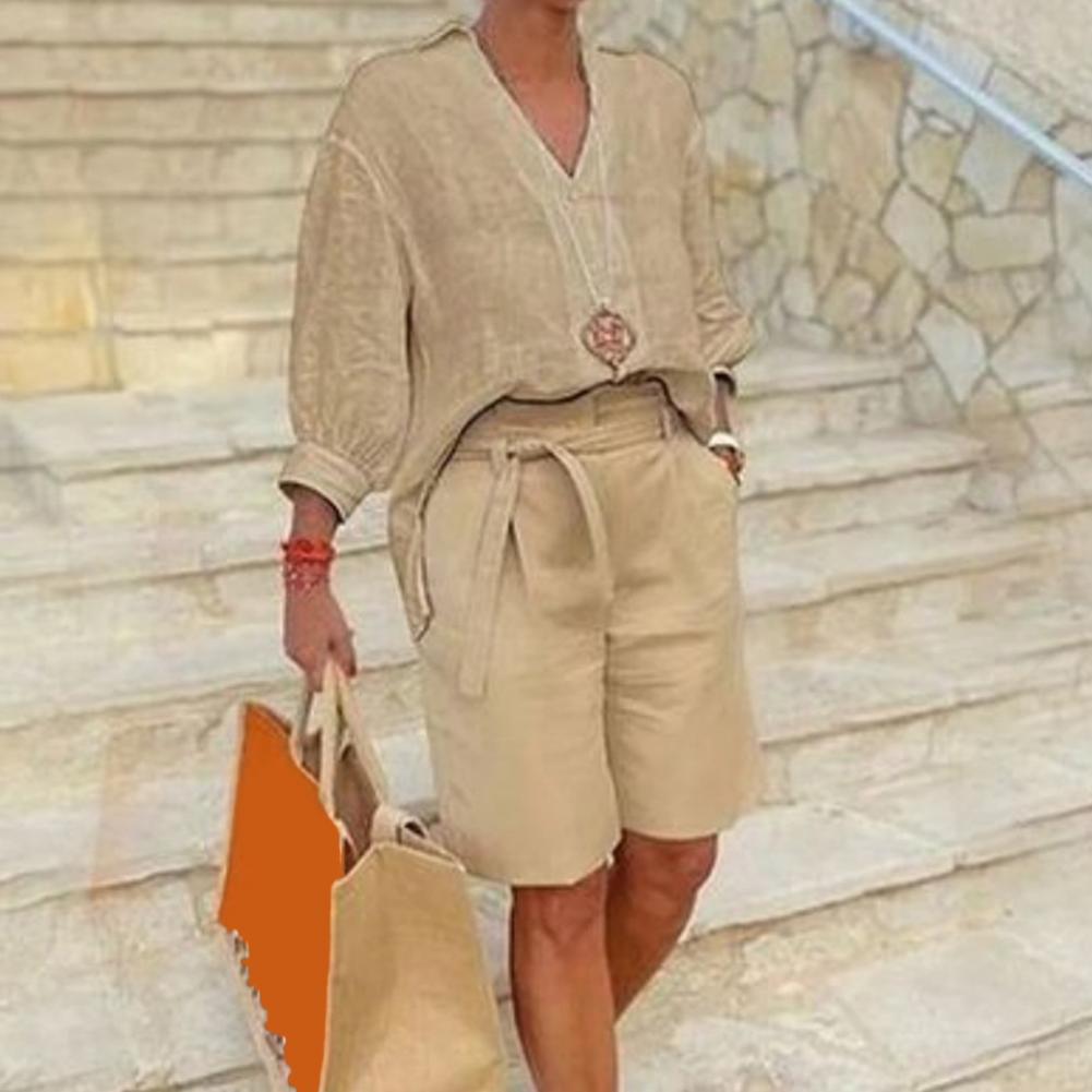 Cotton Linen Women's Two Piece - đánh giá và giá Linen Shirt Breathable