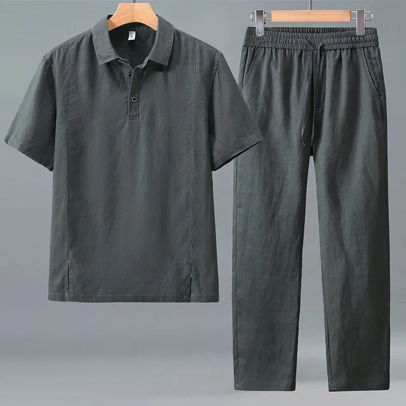 Men Plus Size Summer Linen Two - đánh giá và giá Short Linen Drawstring