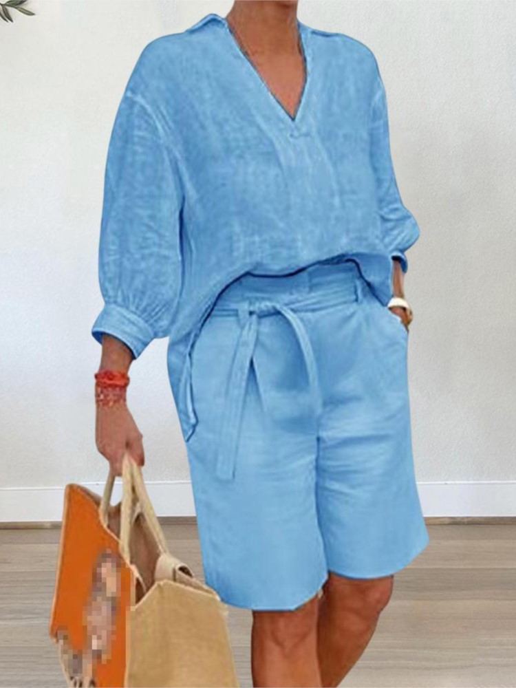 Women Suits Elegant Style Two  - đánh giá và giá Linen Shirt Breathable