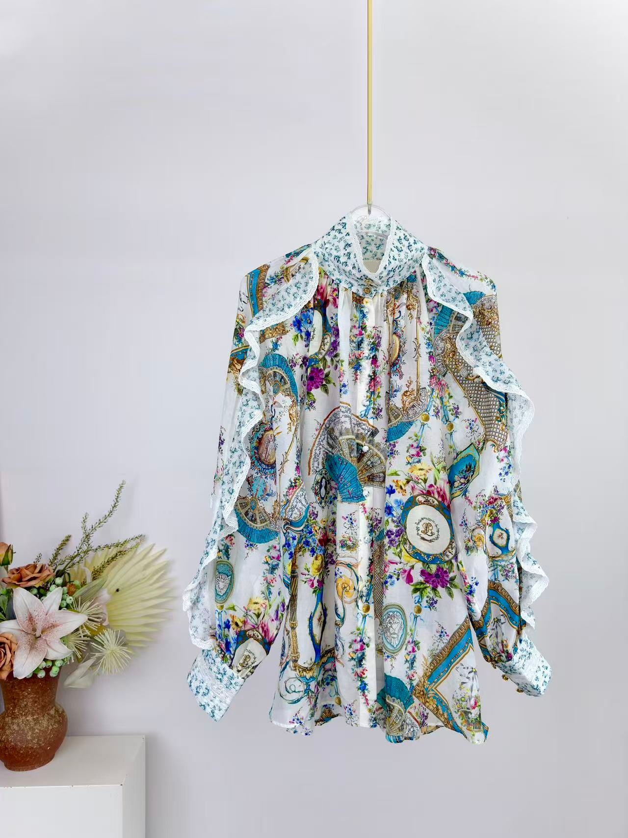 2026 Women Flower Print Set Cr - đánh giá và giá Linen Shirt Breathable